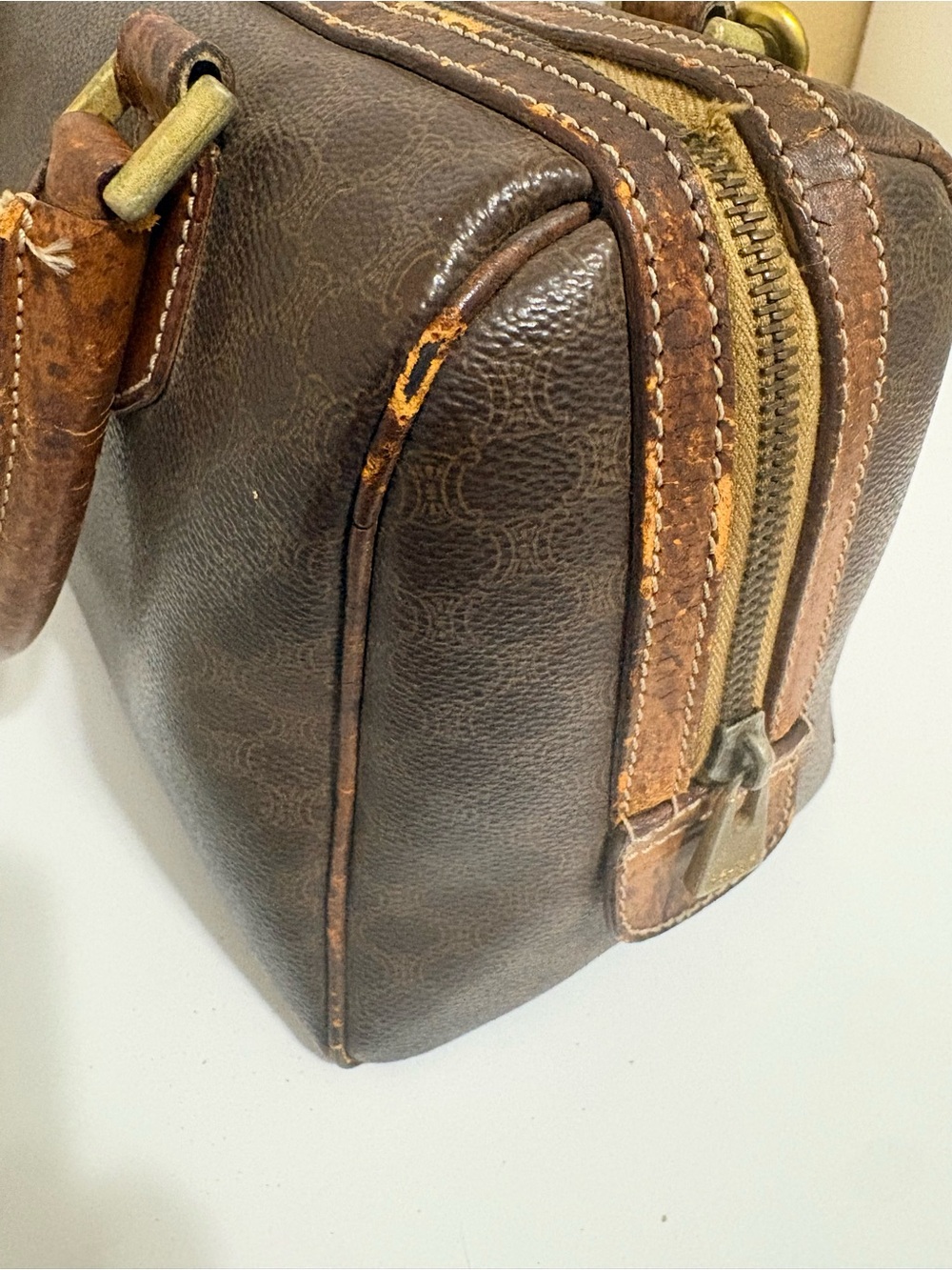 Celine Brown Satchel with Orange Scarf Detail - Picture 5 of 9